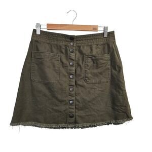 MADEWELL Raw Hem A-Line Skirt in Kale Size 6